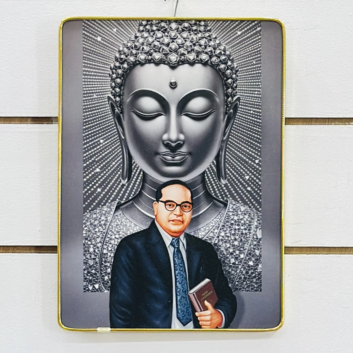 Dr. B.R. Ambedkar with a backdrop of a Buddha statue……ZKQXCX