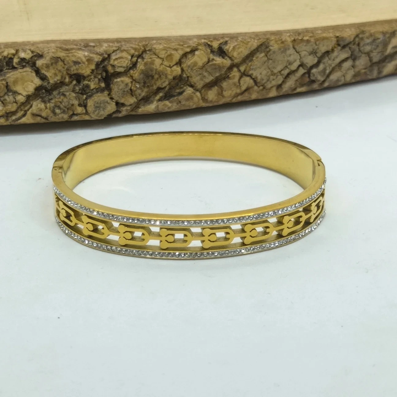 Golden steel Kada bracelet