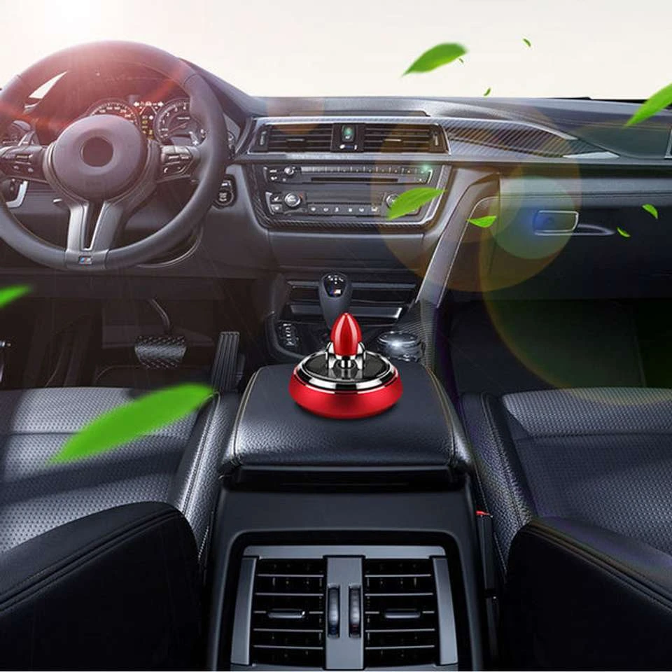 Metal Rocket Car Air Freshener Solar Rotating Dashboard
