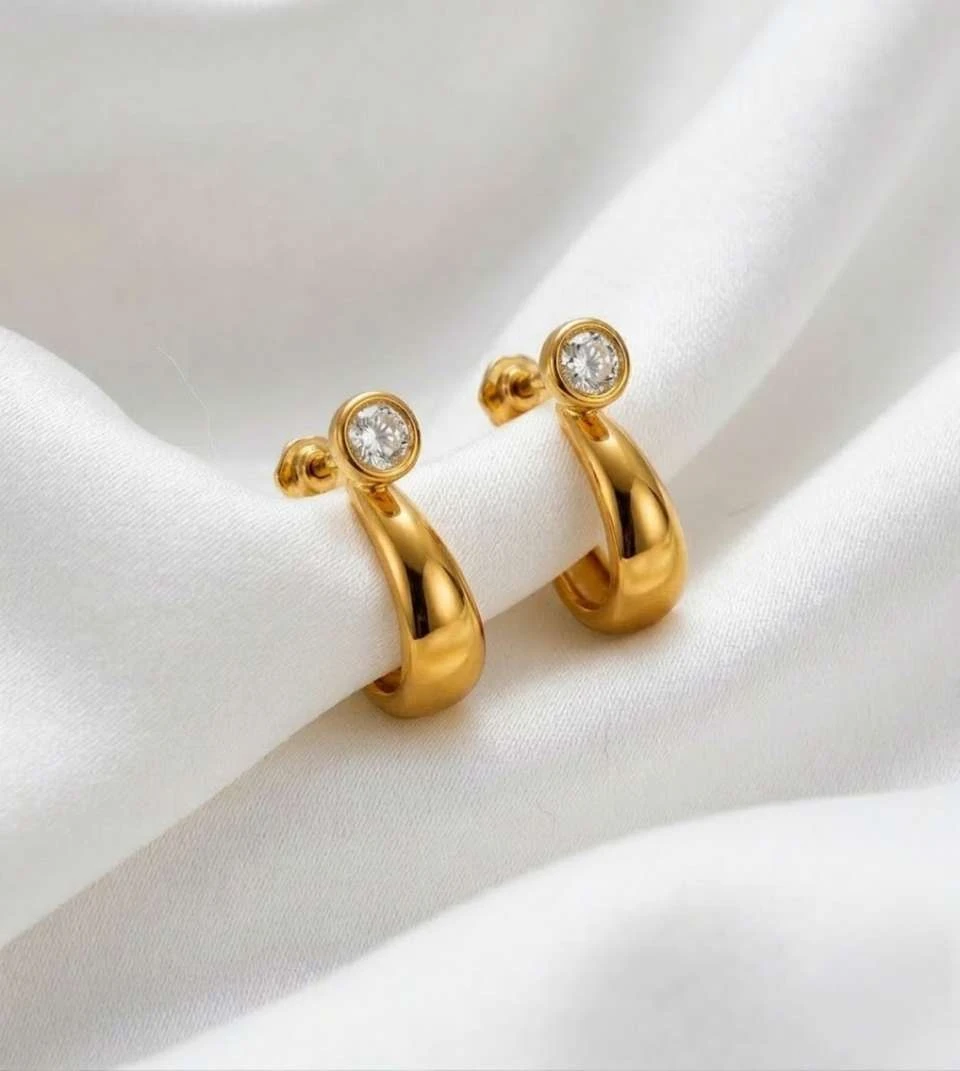 Gold plated huggie hoop earrings