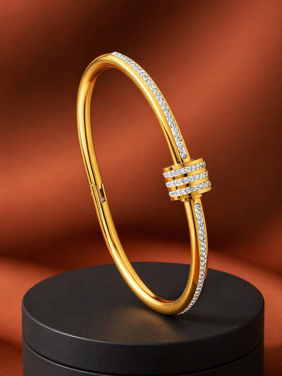 Gold plated stainless steel cuff bracelet