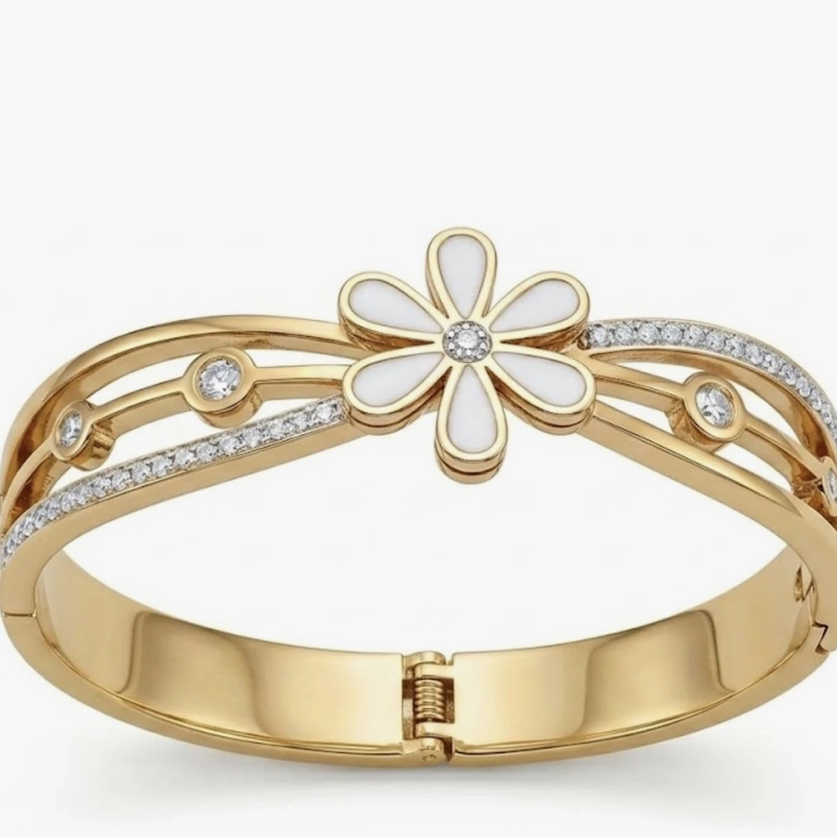 Gold tone hinged bangle bracelet