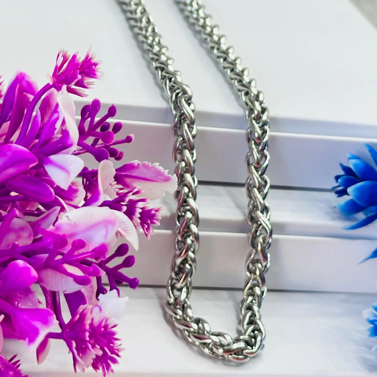 Stainless Steel Silver Wheat Chain