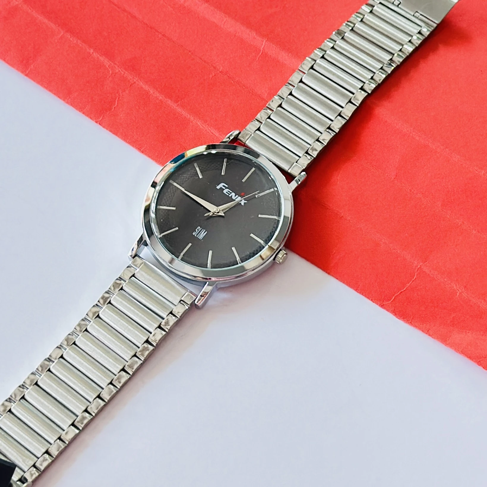 Silver -toned stainless steel analogue watch