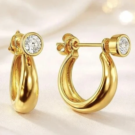 Gold plated huggie hoop earrings