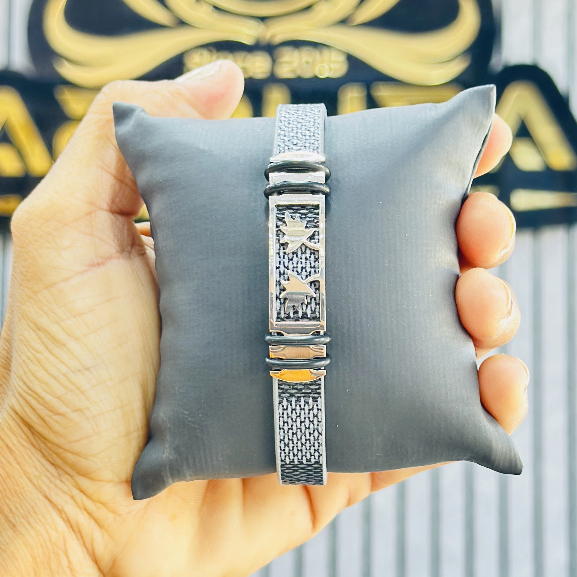 men's stainless steel leather bracelet