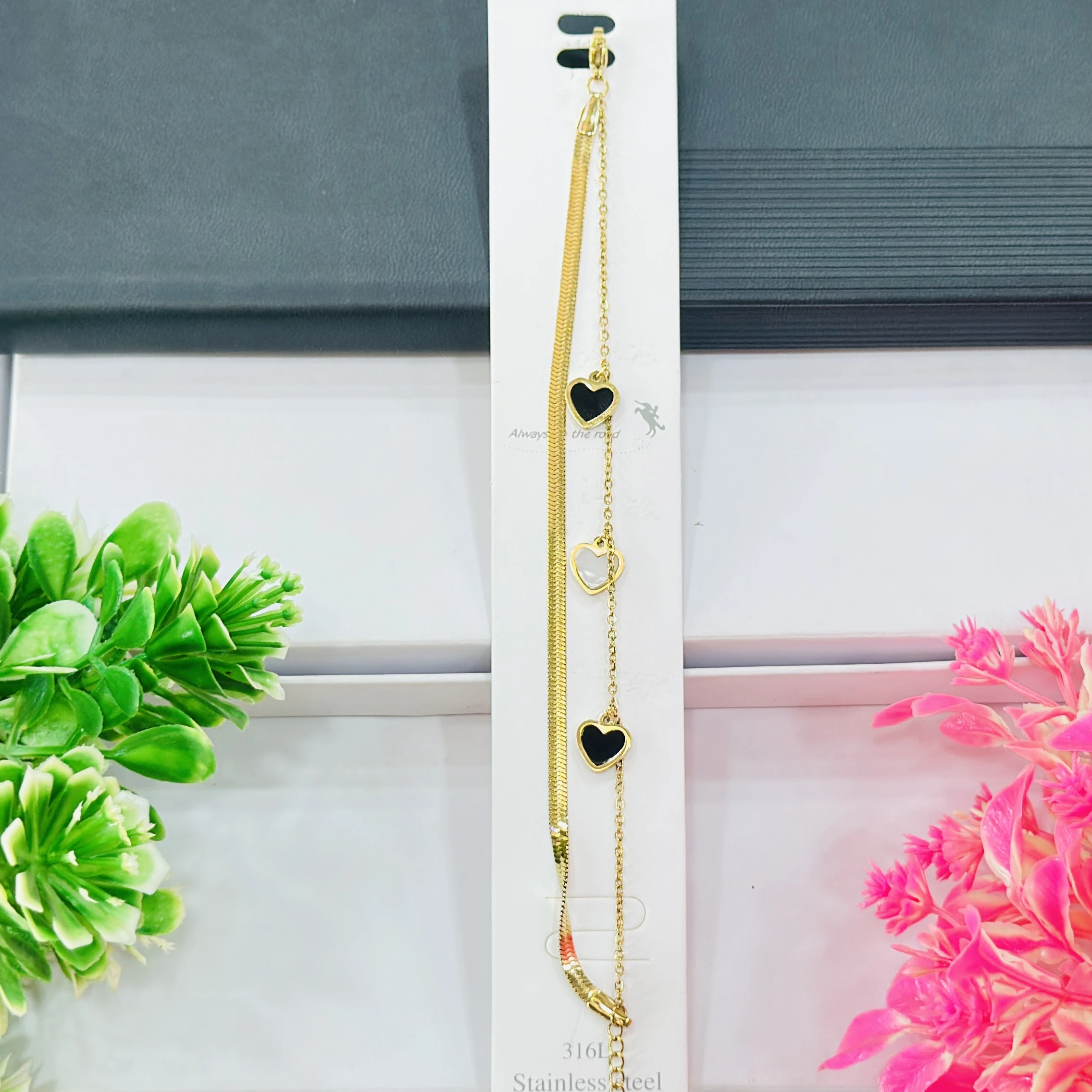 stainless steel, gold-plated multi-layer anklet or bracelet
