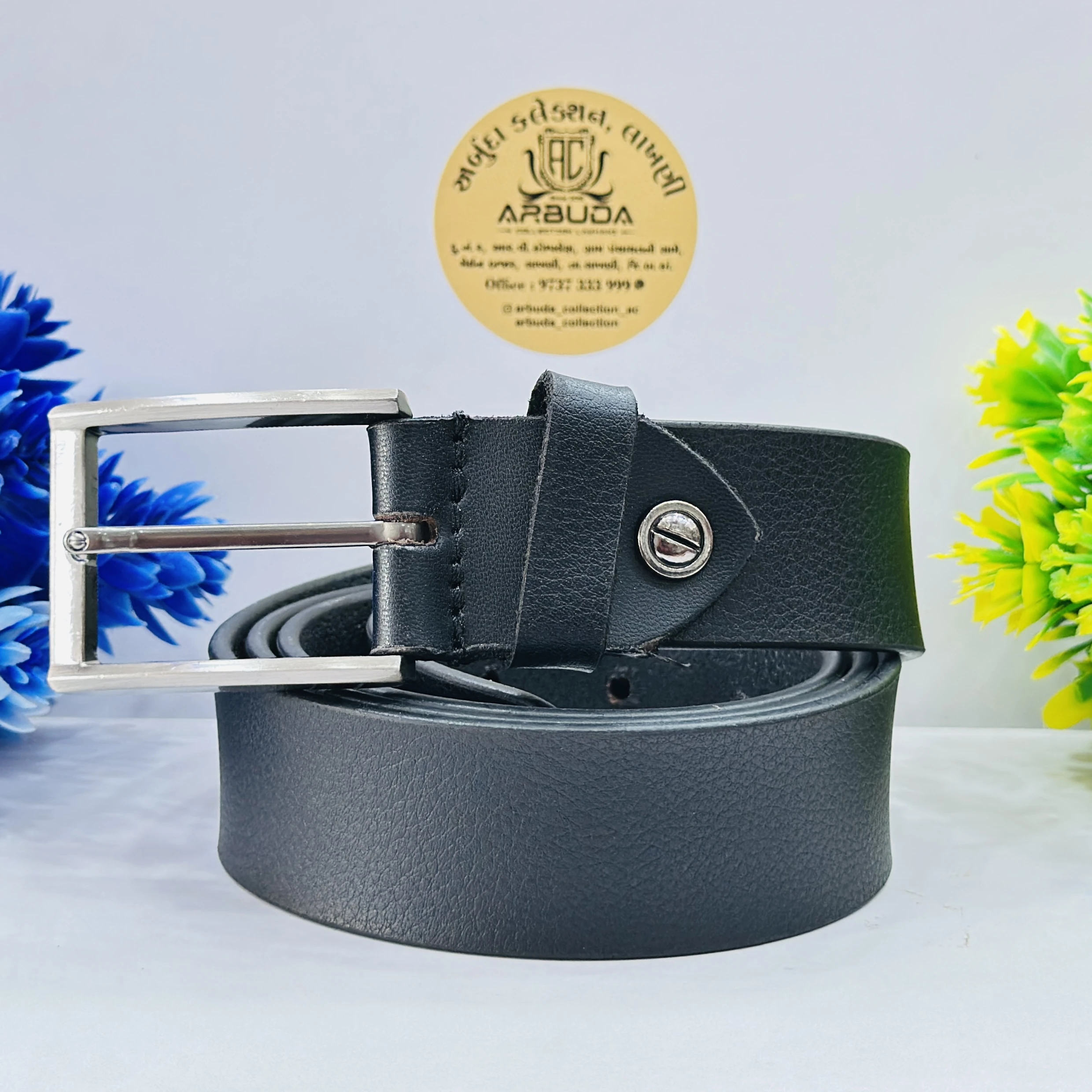 Black leather formal bel