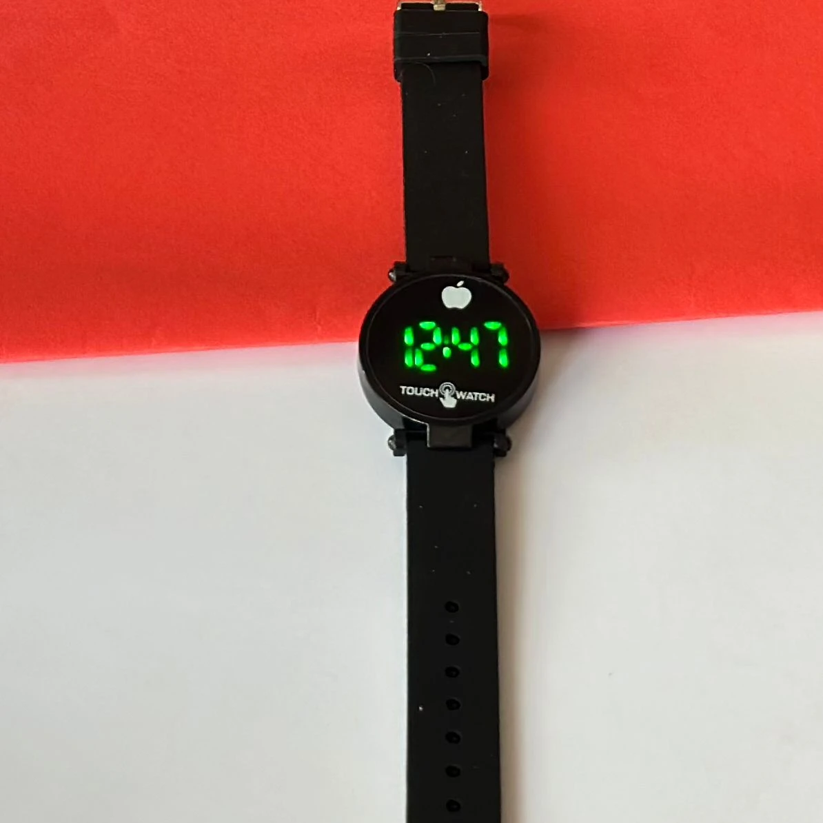 Digital watch with a silicone strap