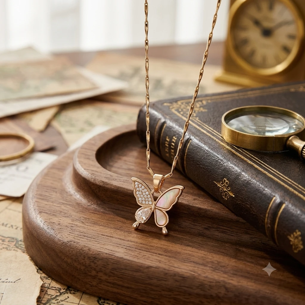 Rose gold-plated butterfly pendant