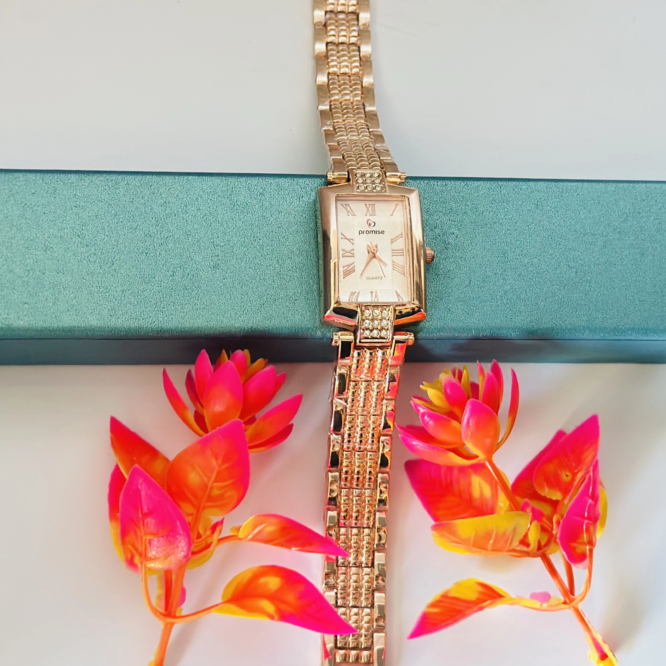 Rose gold analog watch