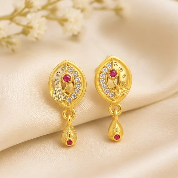Gold plated brass drop earrings