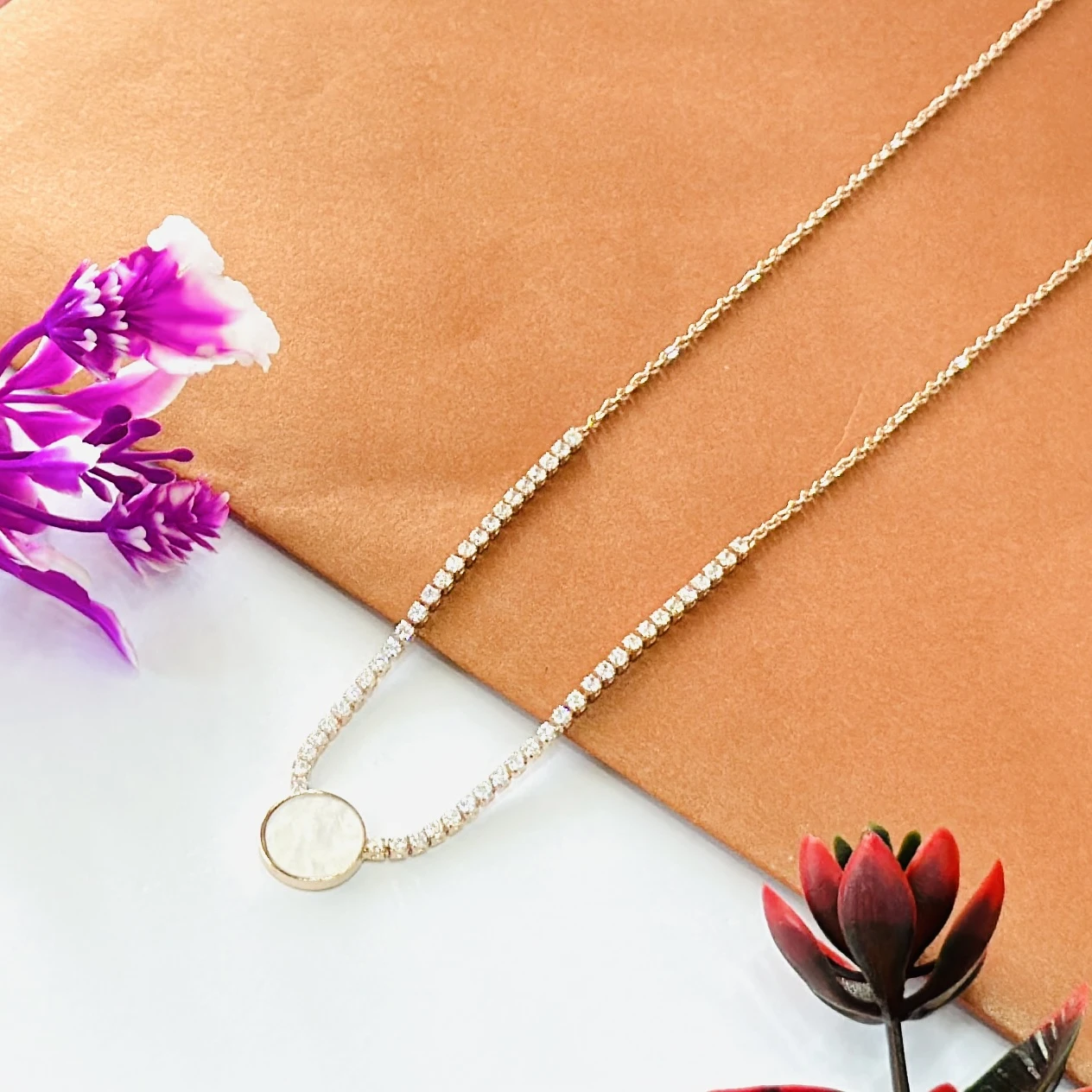 Gold -plated tennis necklace