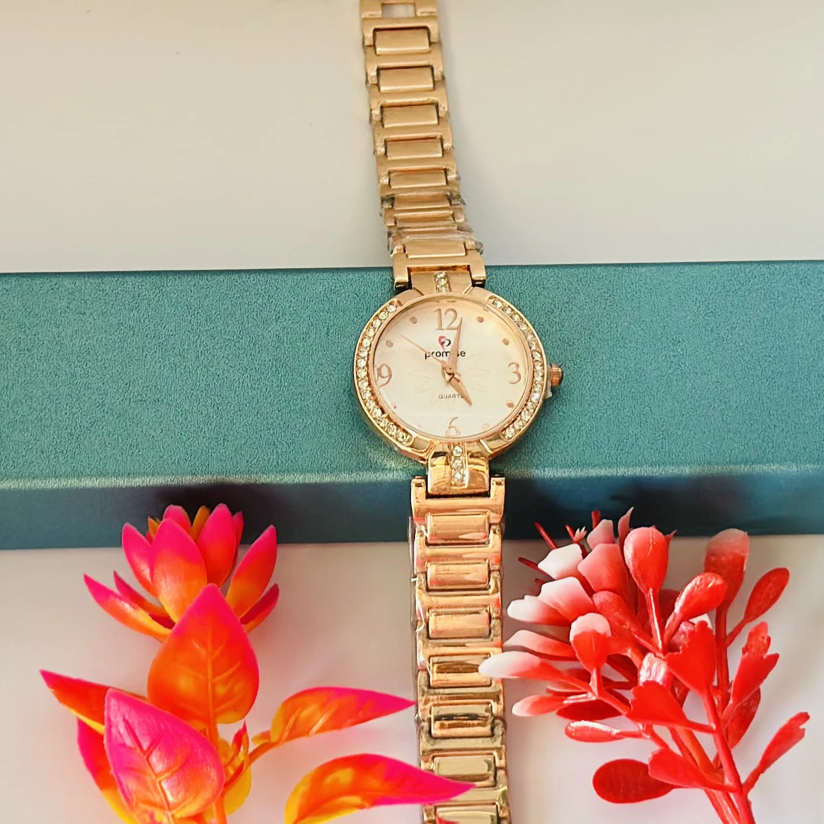 Rose gold analog watch