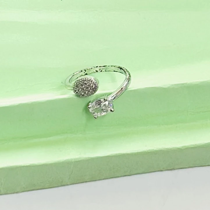 sterling silver and rhodium-plated adjustable open ring