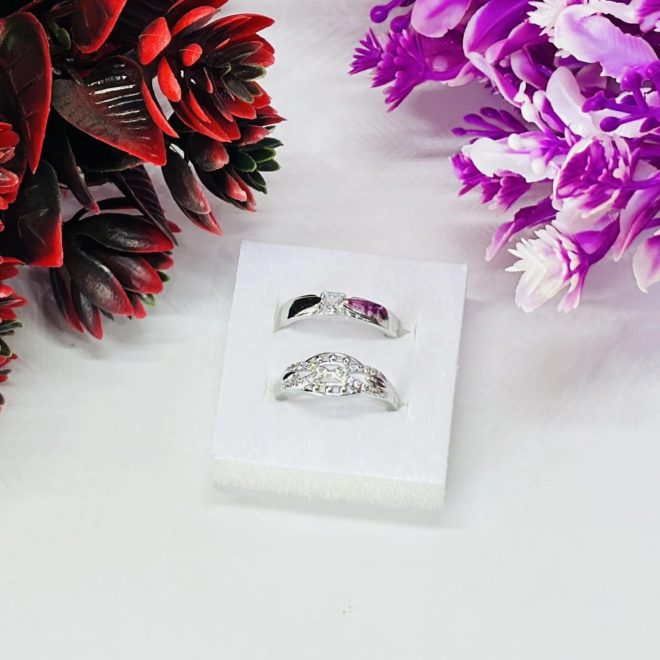 Silver -plated, adjustable couple rings