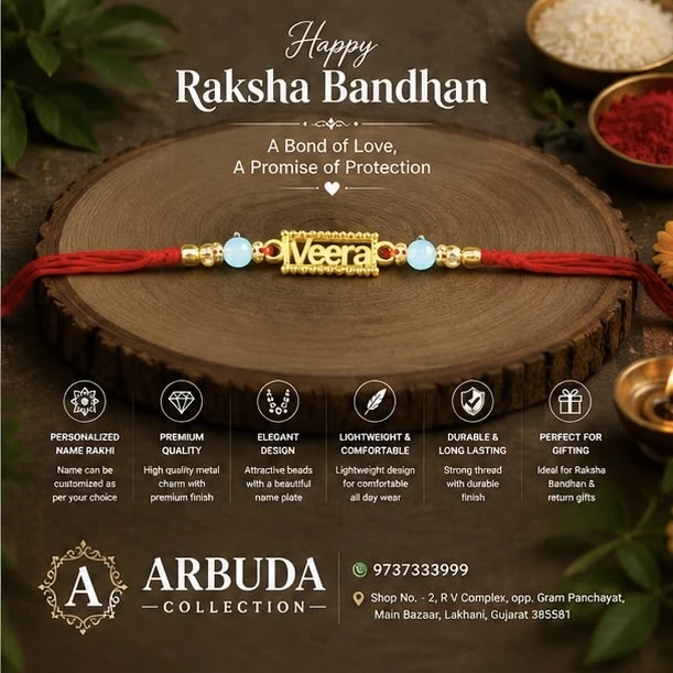 personalized "Veera" name rakhi