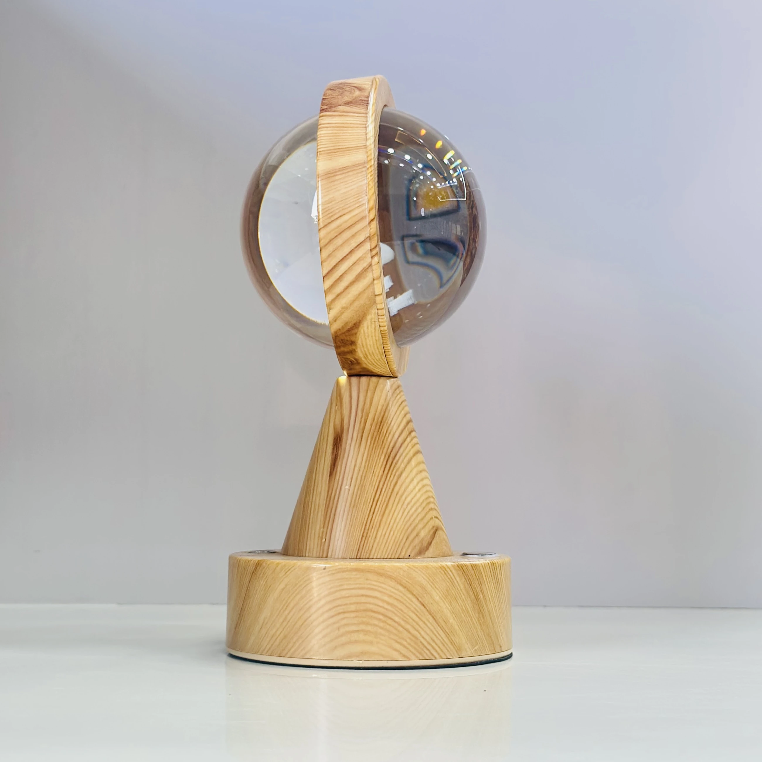 crystal ball night light with a wooden base. (SKU-YXMGED)
