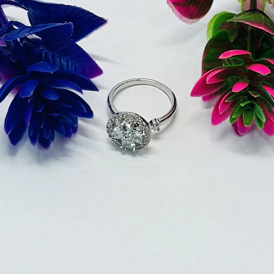 sterling silver halo engagement ring