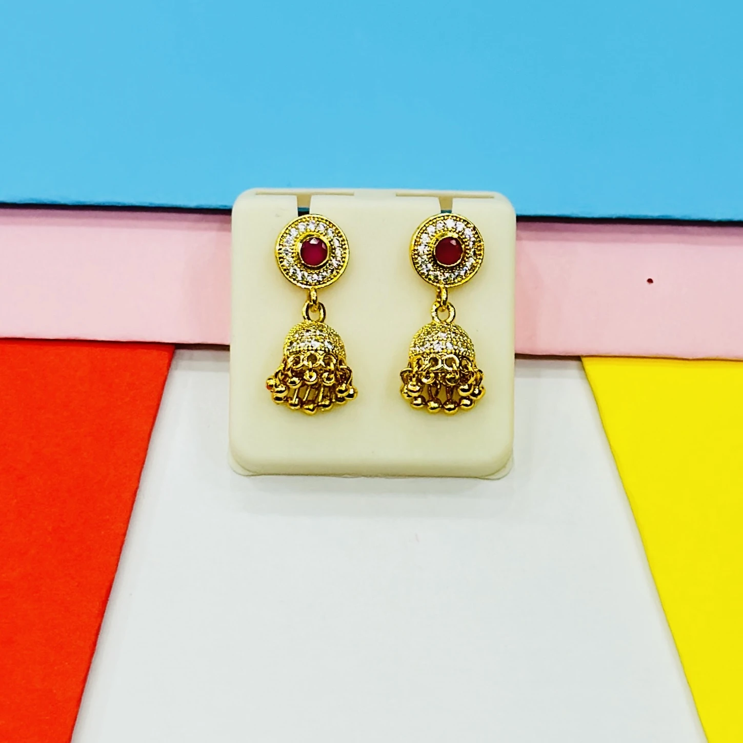 traditional gold-plated jhumka earrings