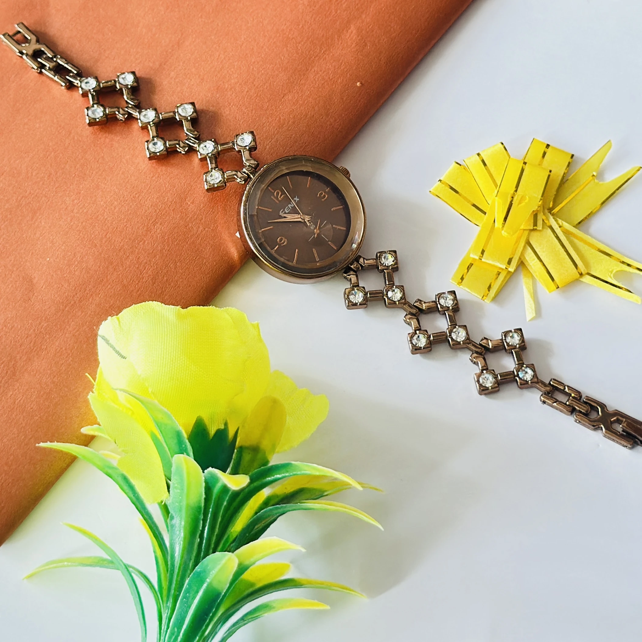 Brown bracelet-style women's watch