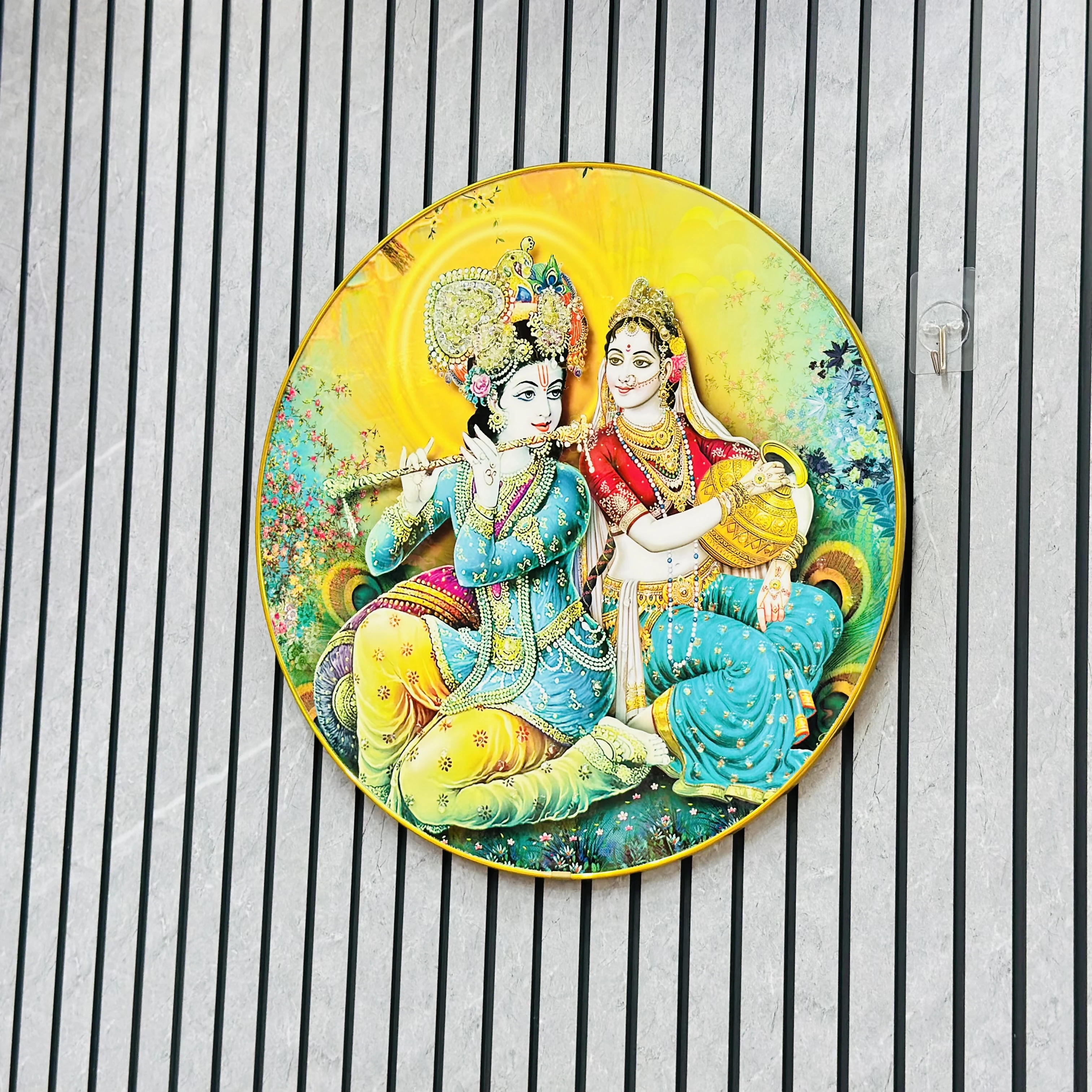 Round wall art piece Radha Krishna (SKU-RX3VBC)