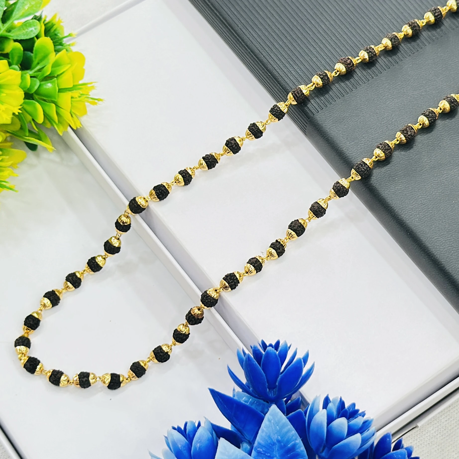 Gold plated Rudraksha mala