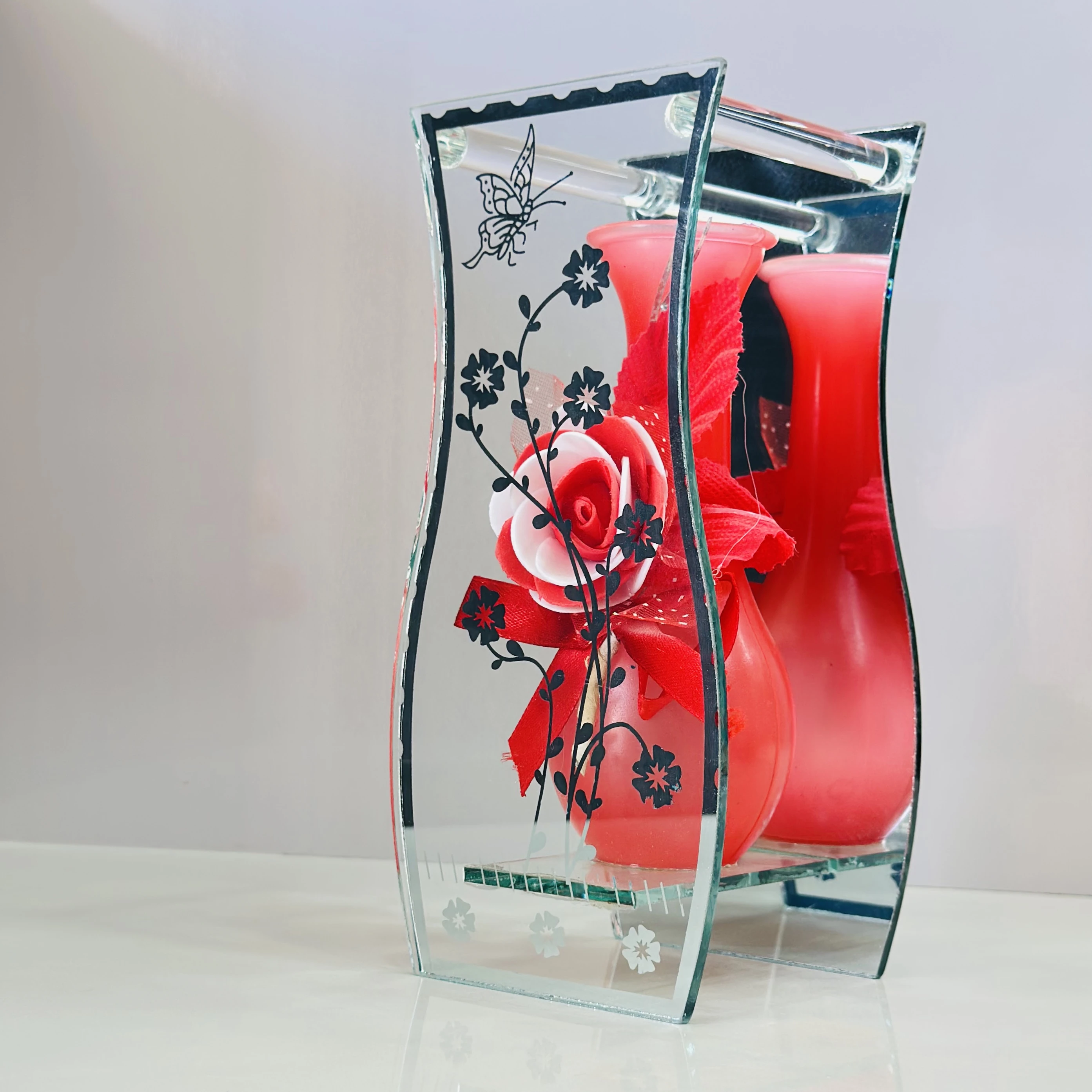 glass bud vase with striking fancy glam detail in blue(SKU-42KU2T)