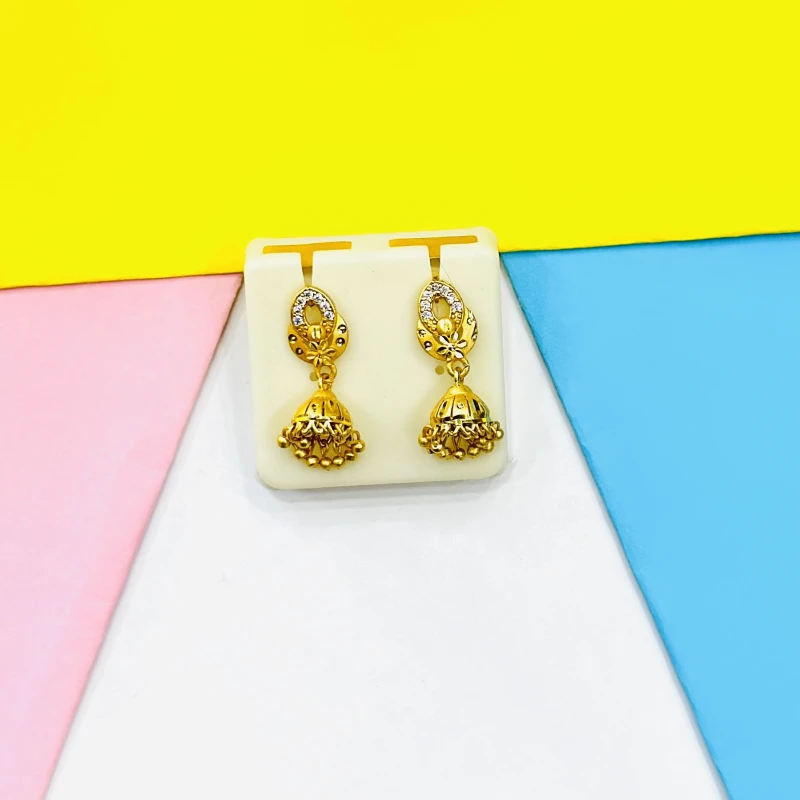 elegant gold-plated jhumka earrings