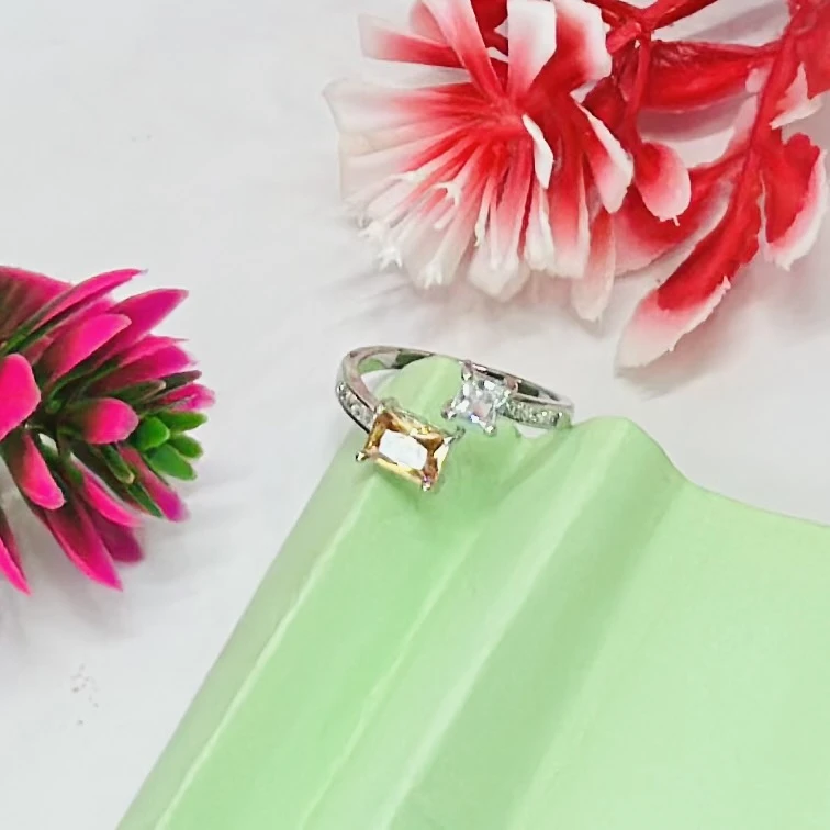 Sterling Forever Sterling Silver Canary 3 Stone Engagement Ring.
