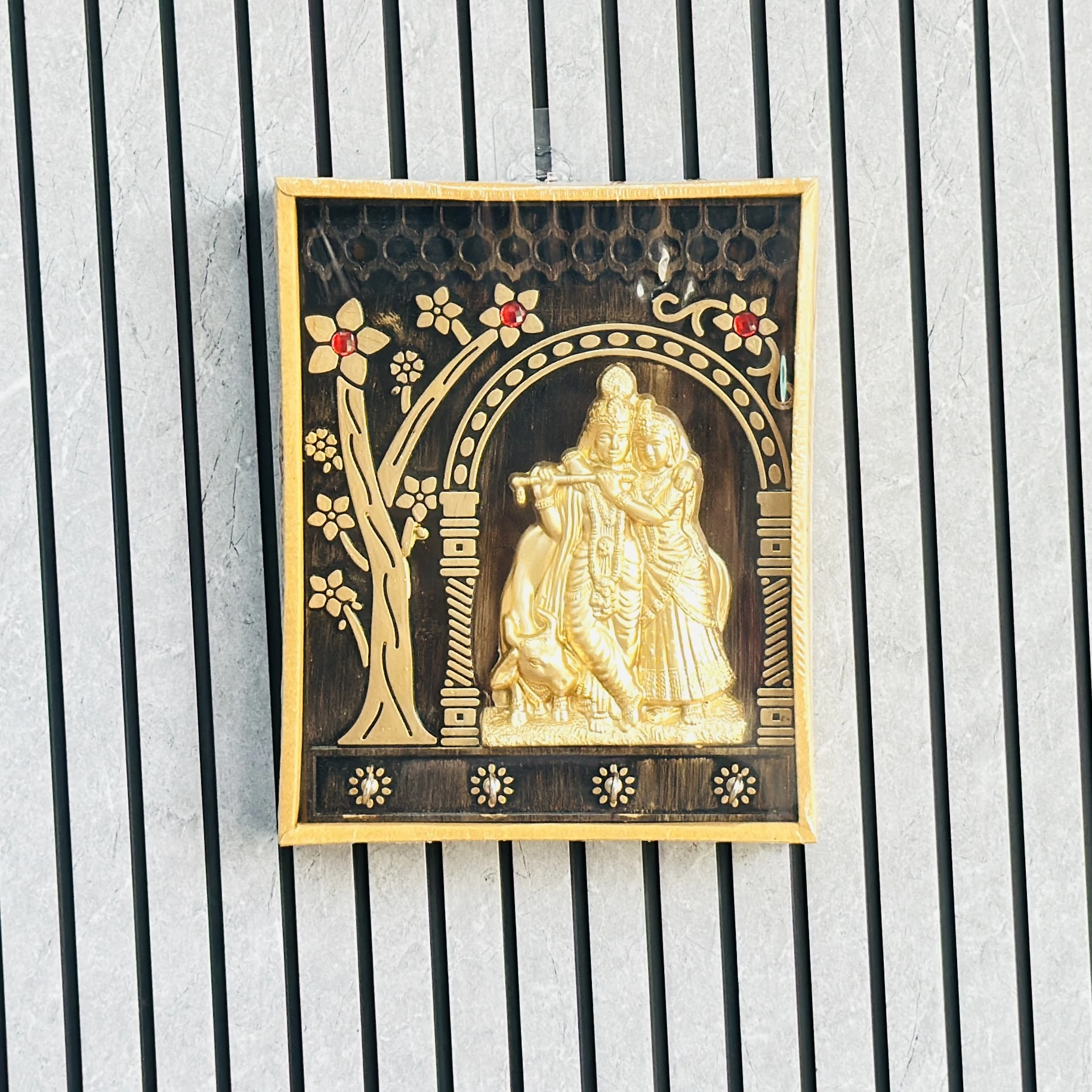 Karigaari India wooden Radha Krishna wall hanging frame ….VMT464