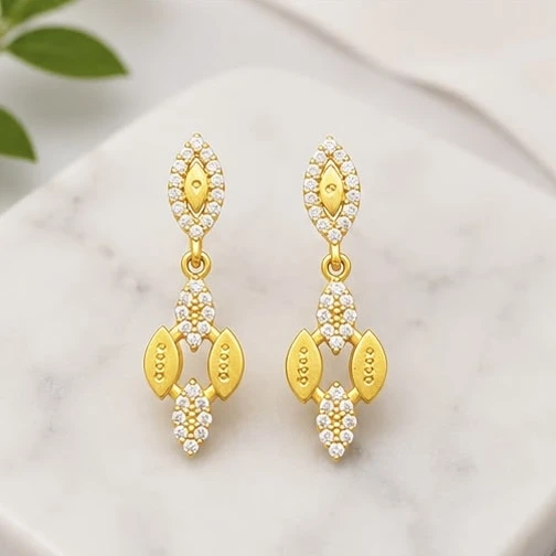 Gold plated brass drop earrings