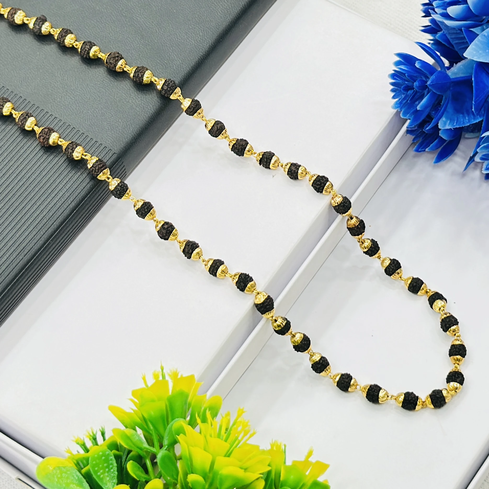 Gold plated Rudraksha mala