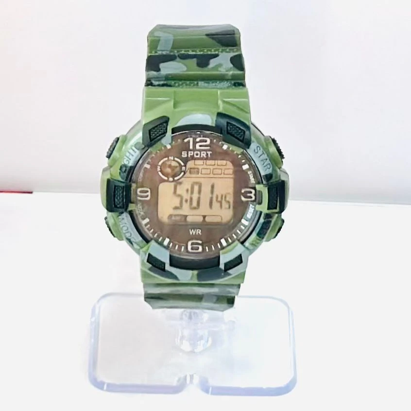 Green digital sports watch