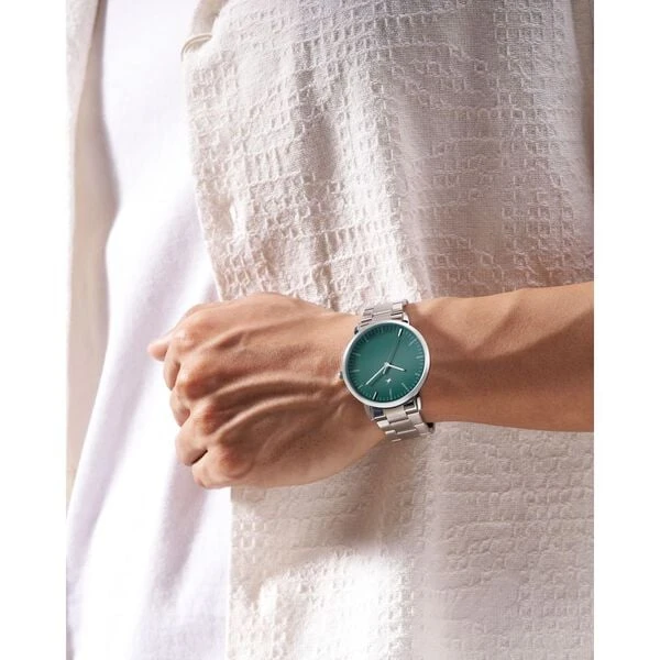 Fastrack Stunners X Quartz Analog Green Dial Stainless Steel Strap Watch For Guys