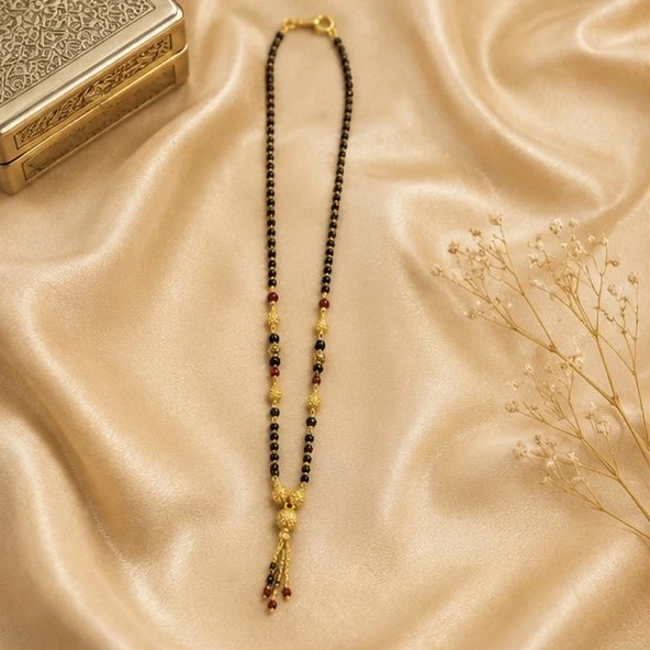 Jewels Nest Stainless Steel Gold-Plated Beaded Mangalsutra