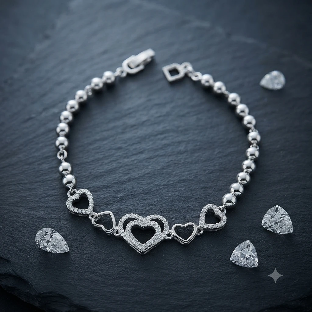 silver entwined hearts bracelet