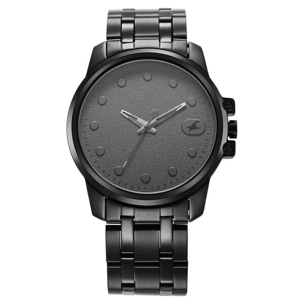 Fastrack Pulse Quartz Analog Grey Dial Black Stainless Steel Strap Watch for Guys, model NT3314NM01F,.