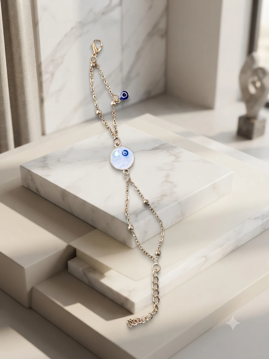 Golden Starkle Evil Eye Link Bracelet