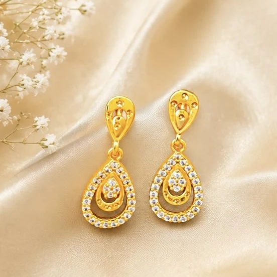 gold-plated Aurelia drop earrings feature a sparkling teardrop design