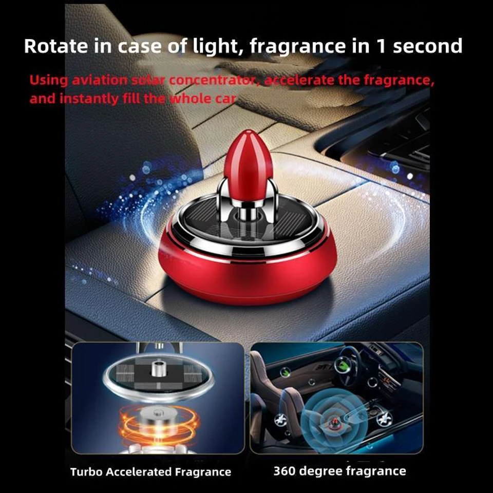 Metal Rocket Car Air Freshener Solar Rotating Dashboard