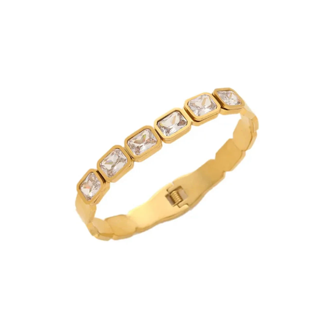 Gold tone hinged bangle bracelet