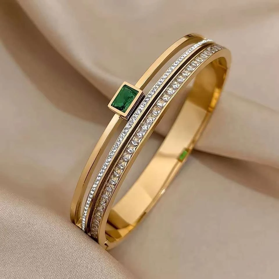 Gold plated multi-layer bangle bracelet