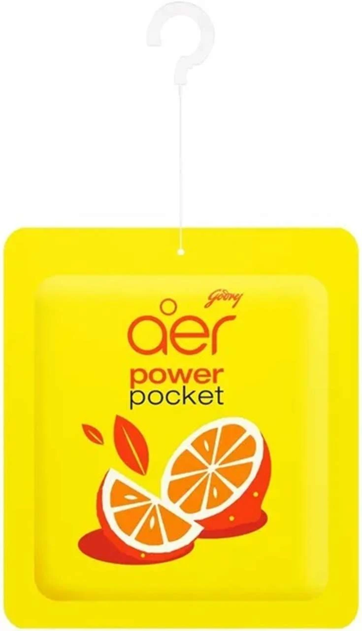 Godrej aer Power Pocket bathroom fragrance in the Lemon Tangy Delight scent
