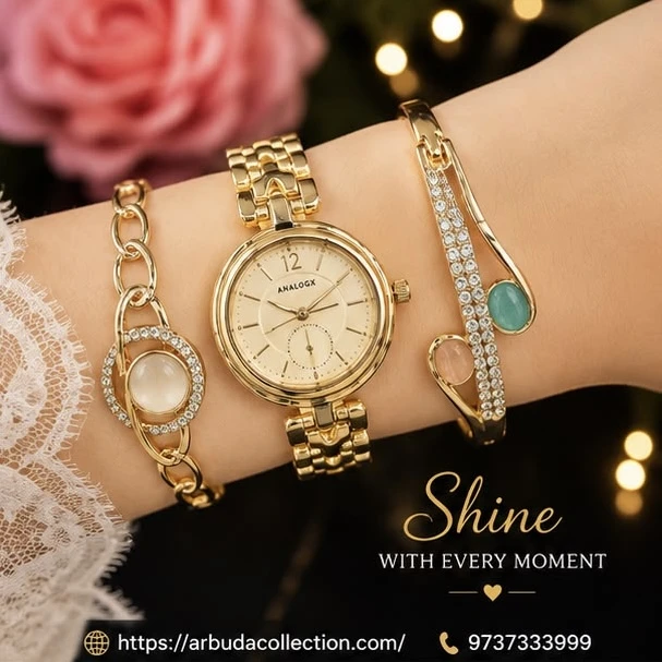 Ladies Analog Watch & Bracelet Combo