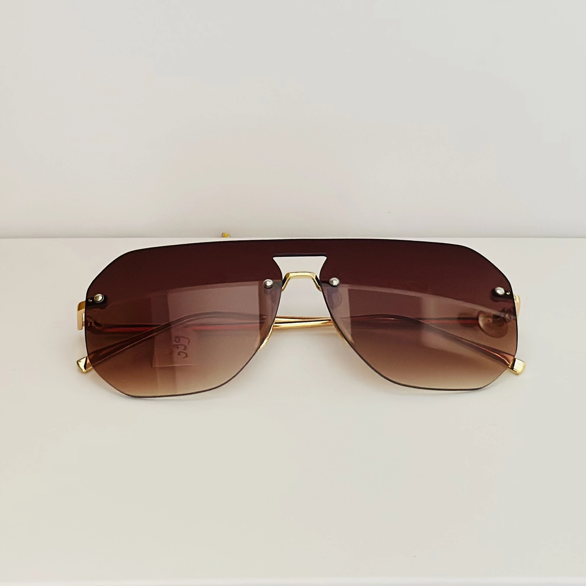 Khan semi-rimless sport shield aviator sunglasses