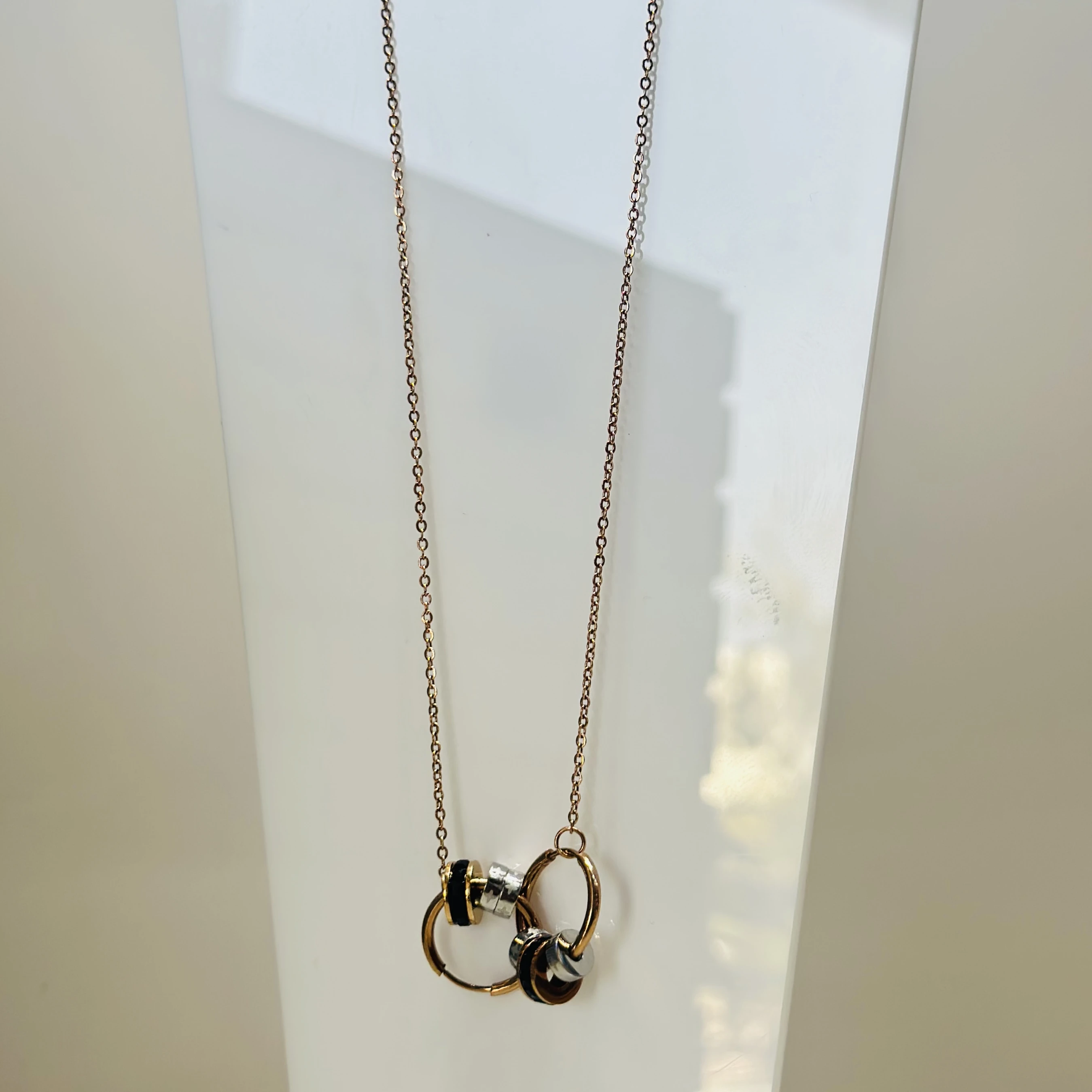 Delicate Rose Gold Toned Chain Neckpiece with Butterfly and Bead Droplets.