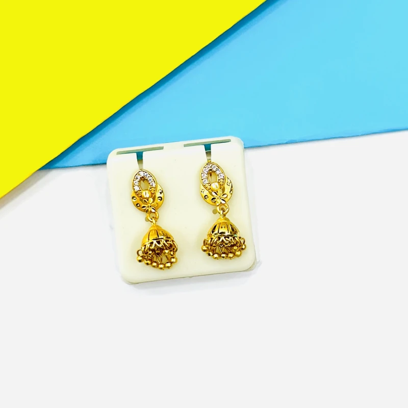 elegant gold-plated jhumka earrings