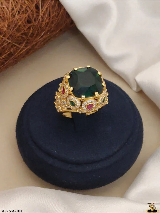 Gold plated green stone ring