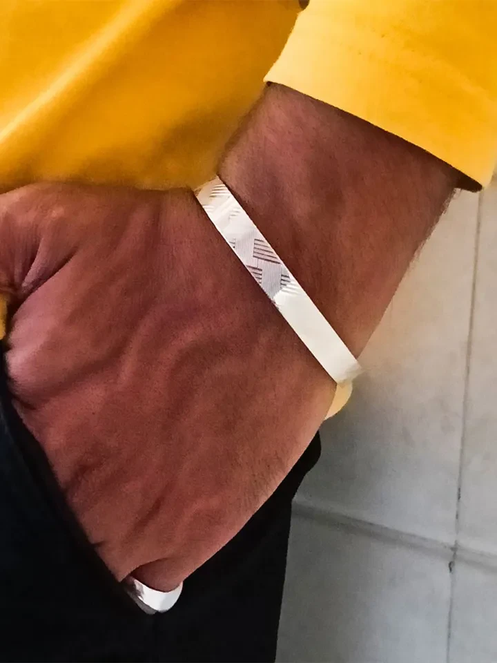 Sterling Silver Platinum Plated Men's Kada for Men